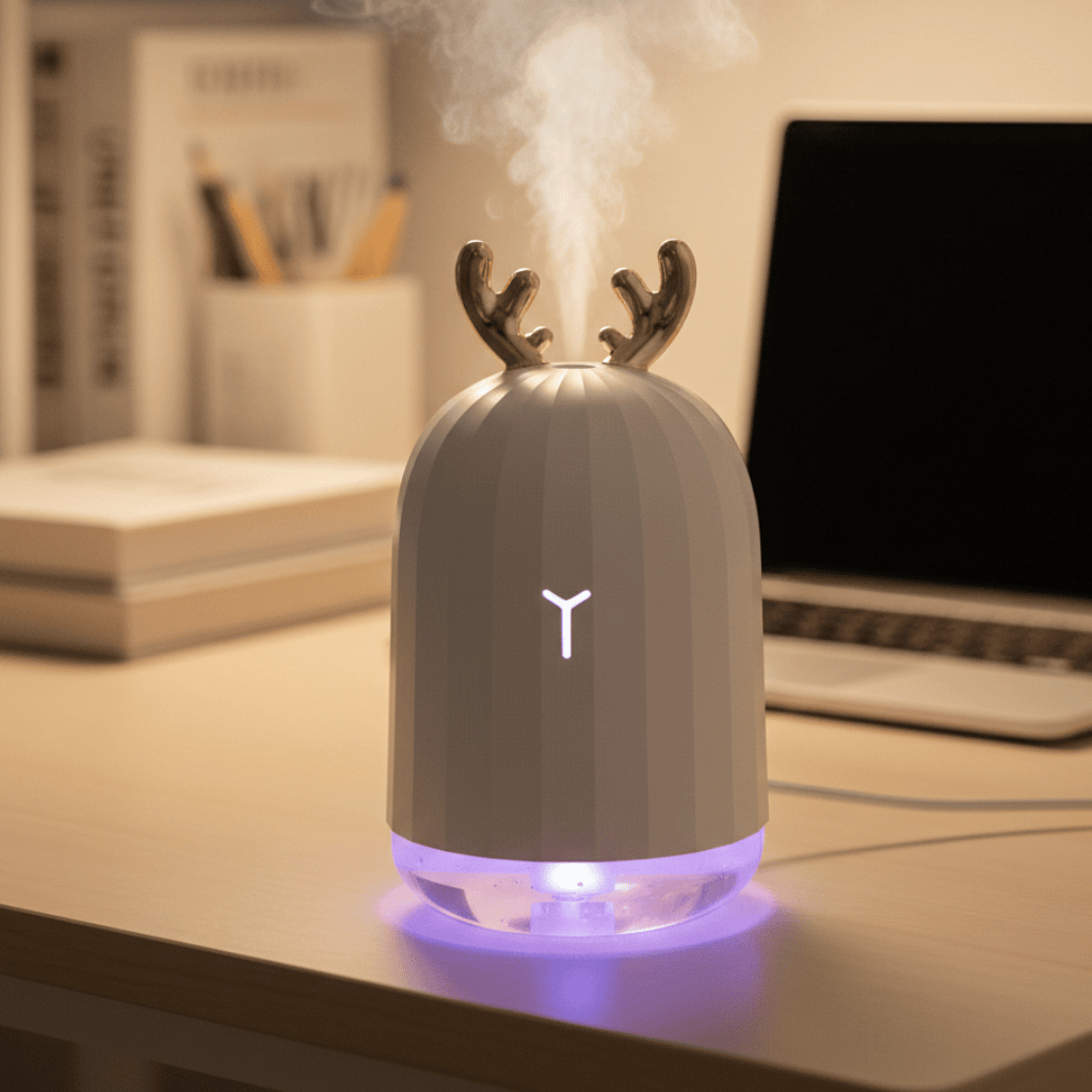 Thermabuild | Mini Deer Humidifier, Ultra Quiet with Color LED Lights & Automatic Shutdown