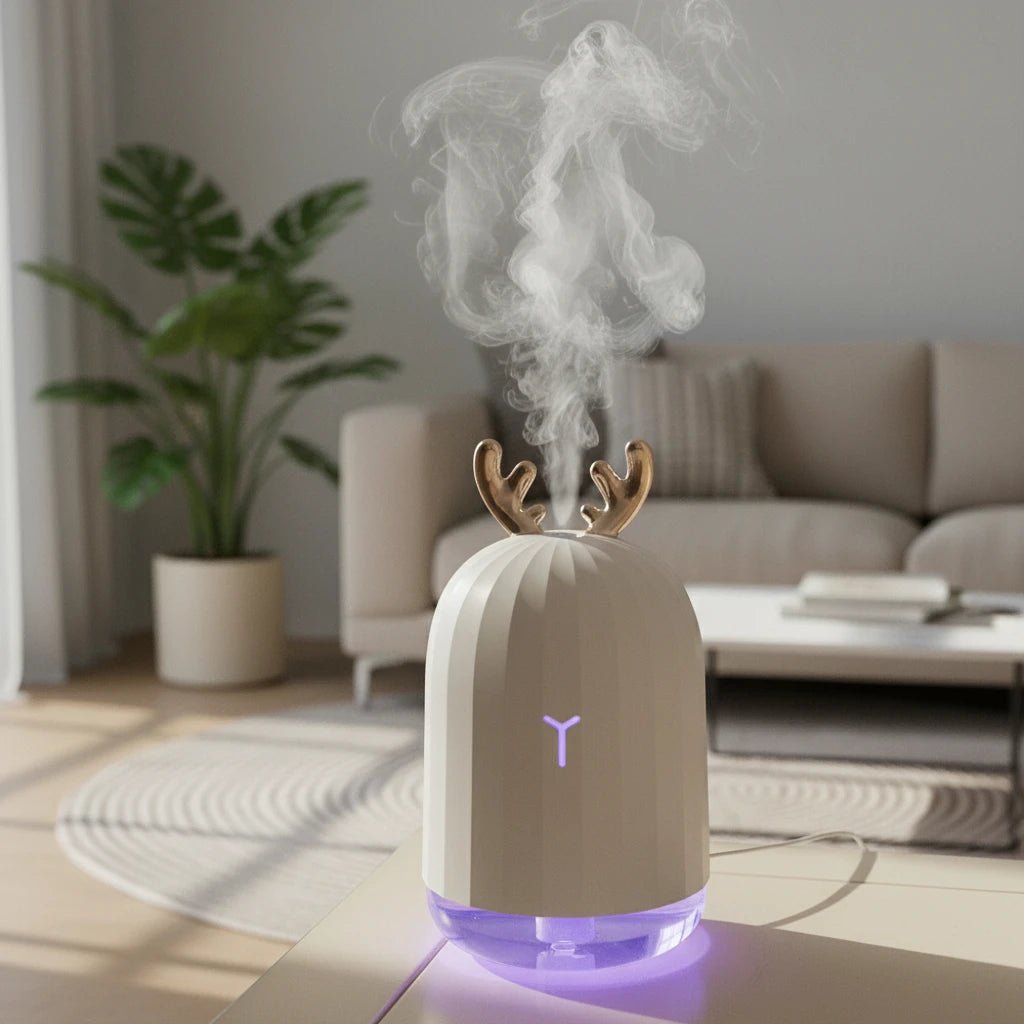 Thermabuild | Mini Deer Humidifier, Ultra Quiet with Color LED Lights & Automatic Shutdown