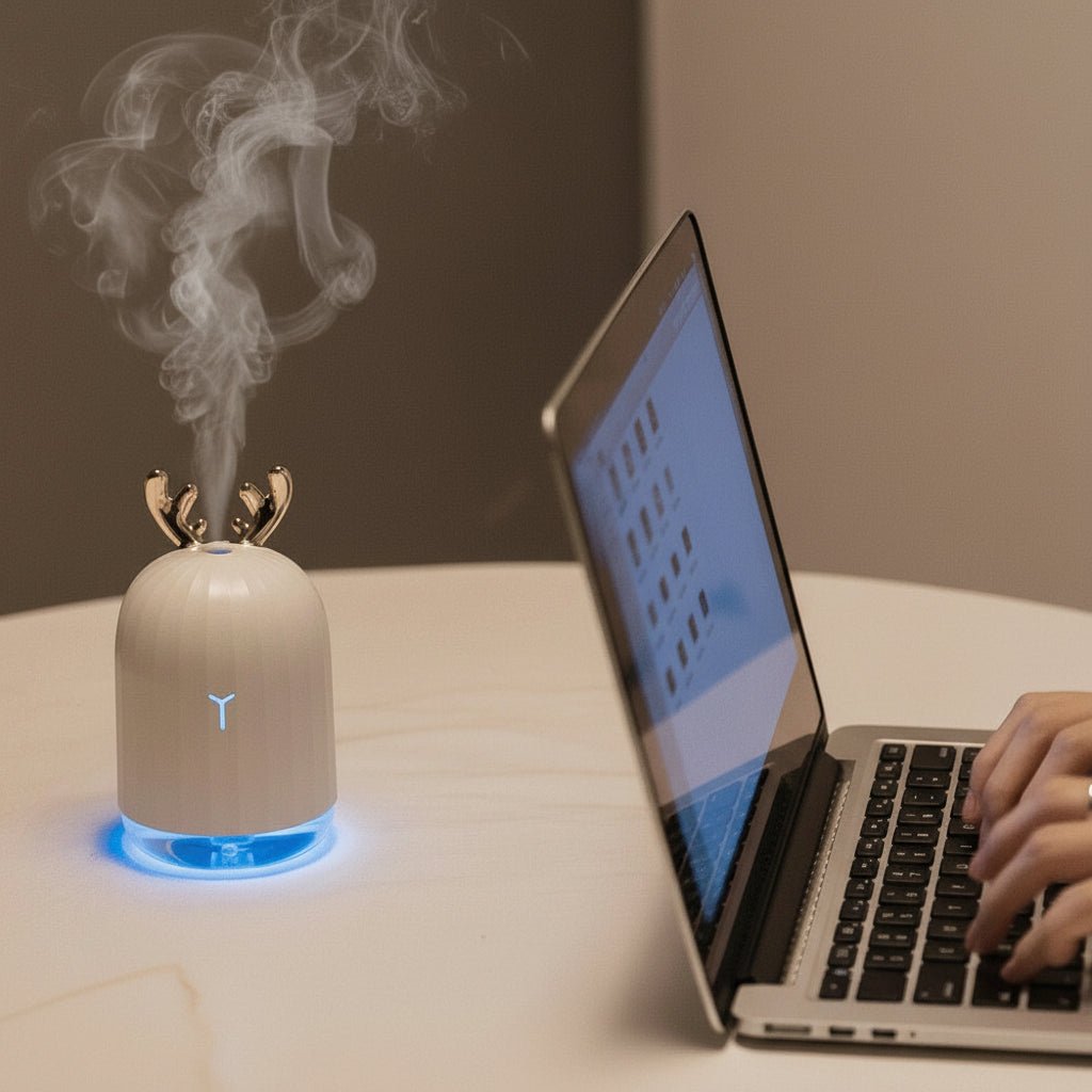 Thermabuild | Mini Deer Humidifier, Ultra Quiet with Color LED Lights & Automatic Shutdown