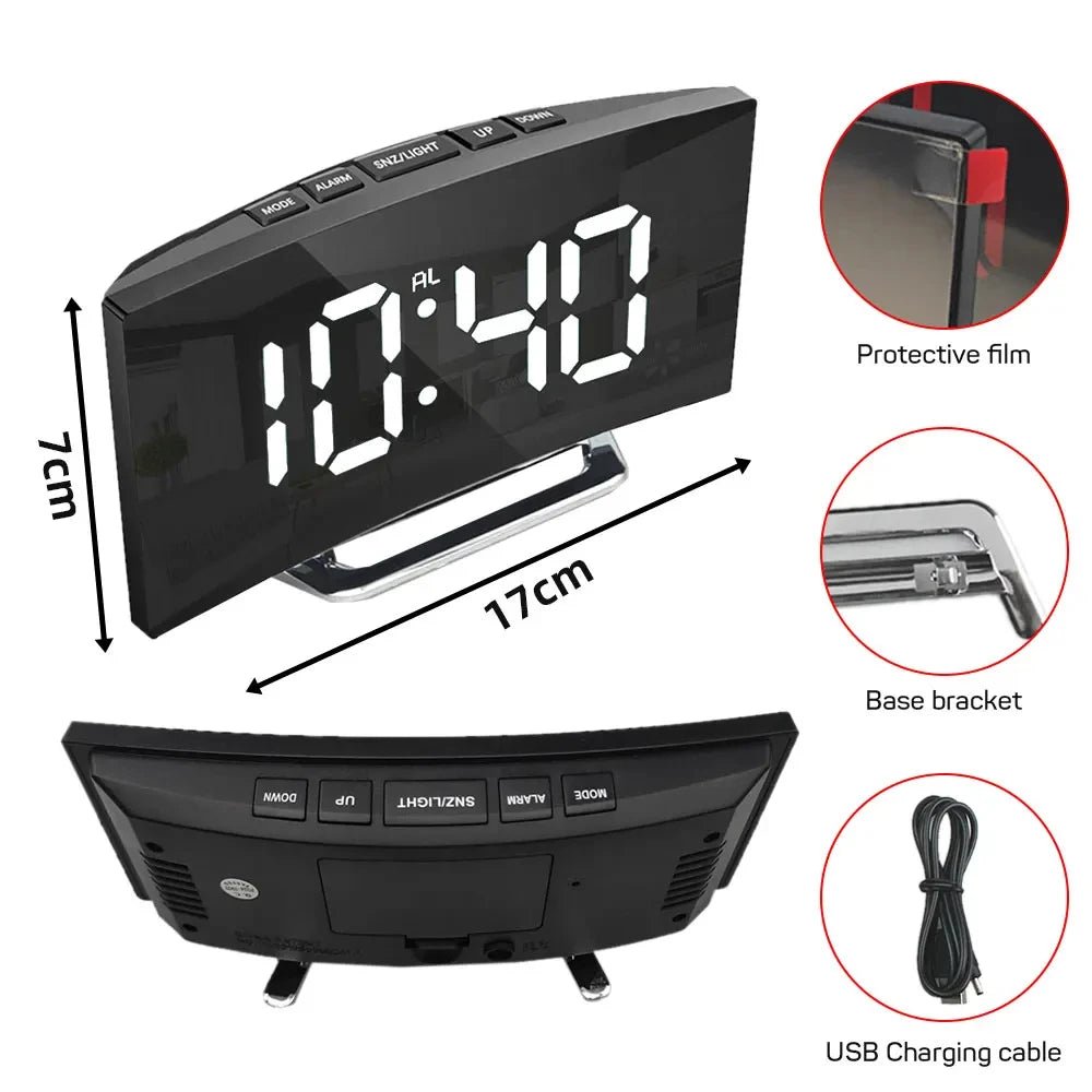 Thermabuild | Sleek Digital Alarm Clock with Large LED Display & Noiseless Design