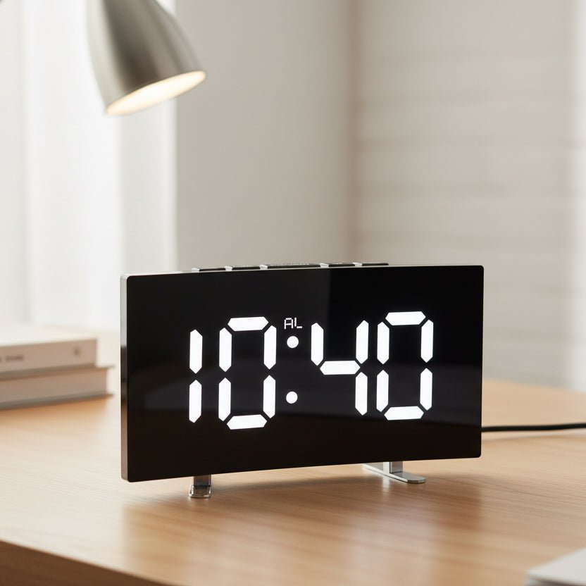 Thermabuild | Sleek Digital Alarm Clock with Large LED Display & Noiseless Design