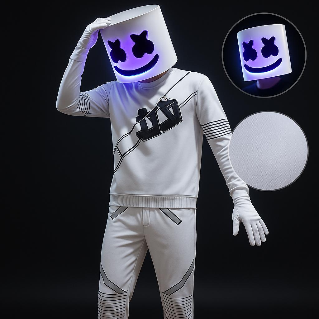 Thermabuild | Dj Costume with LED Mask and Light-Up Chest Graphic for Kids''' Disc Jockey