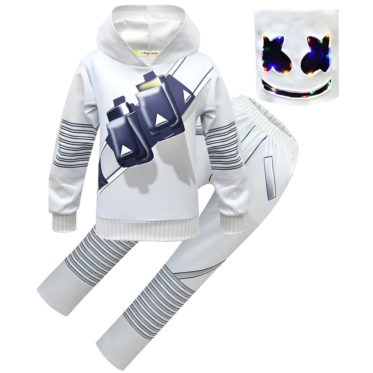 Thermabuild | Dj Costume with LED Mask and Light-Up Chest Graphic for Kids''' Disc Jockey