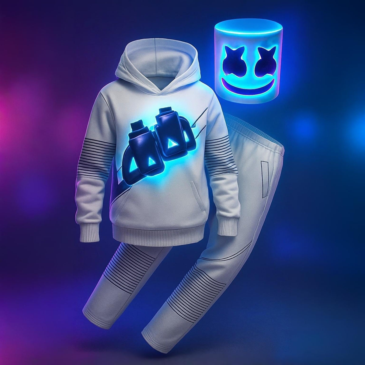 Thermabuild | Dj Costume with LED Mask and Light-Up Chest Graphic for Kids''' Disc Jockey