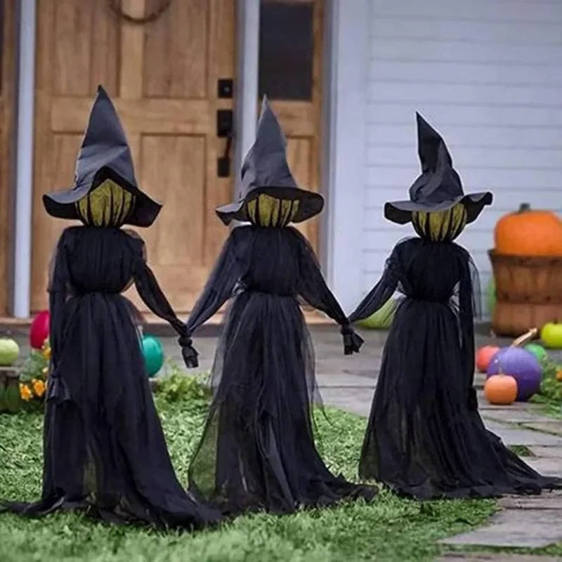 Thermabuild | 3PCS Indoor And Outdoor Halloween Decorations - Sound Activated Hand Holding Witch