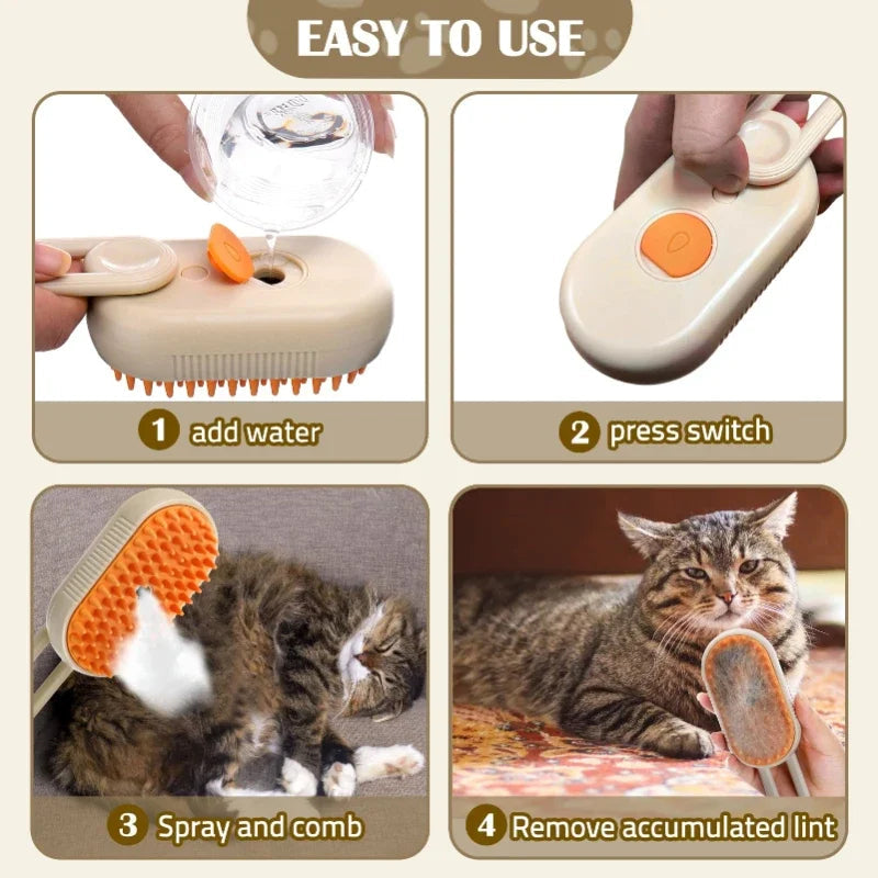 Thermabuild | 3-in-1 Pet Steam Grooming Brush