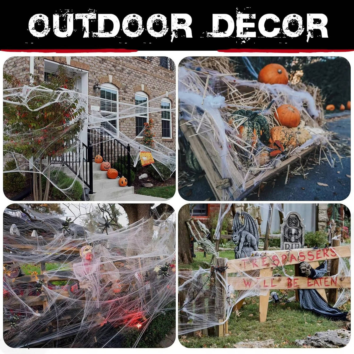 Thermabuild | 200 Sqft Spider Webs Halloween Door Decorations With Fake Spiders