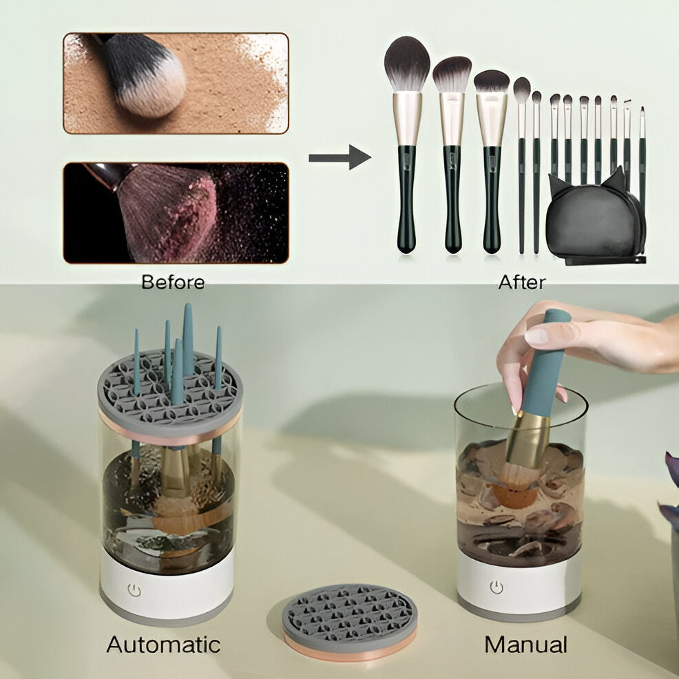 Thermabuild | 3-in-1 Cosmetic Brush Cleaner Machine - Electric Makeup Brush Cleaner Device