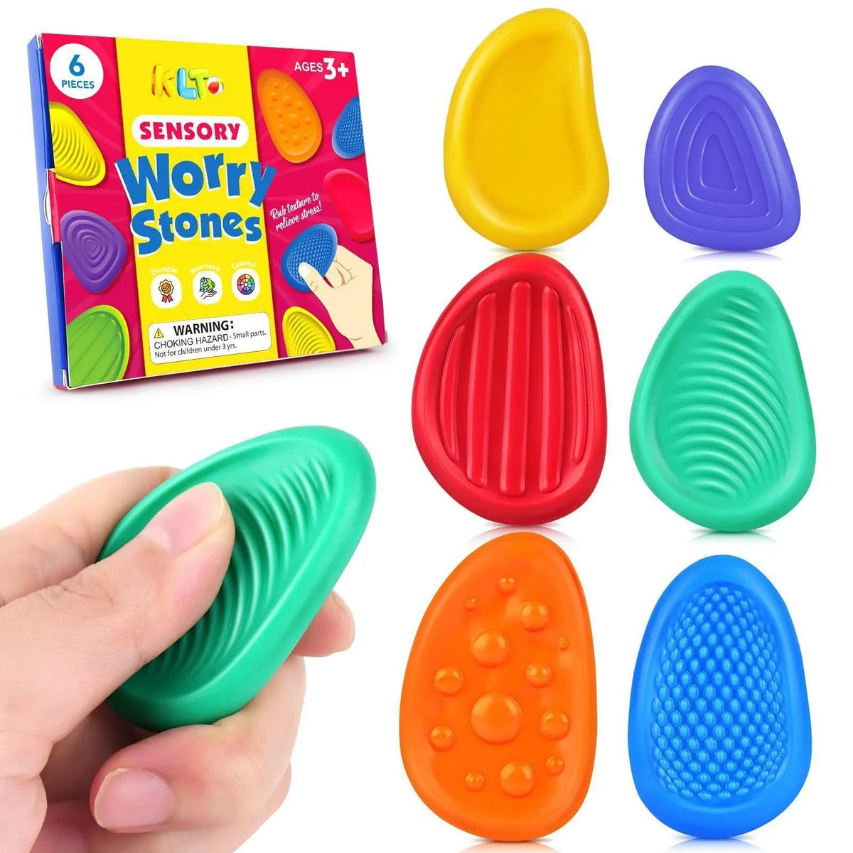 Thermabuild | 6 Pack Silicone Sensory Stone Fidget Toys