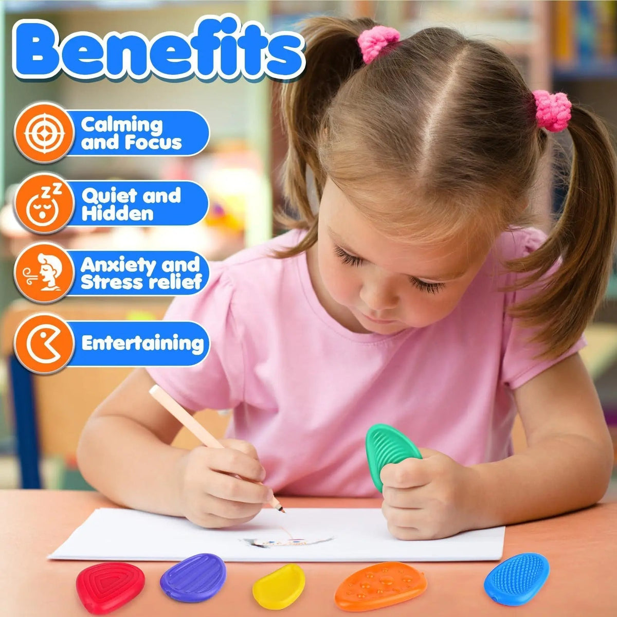 Thermabuild | 6 Pack Silicone Sensory Stone Fidget Toys