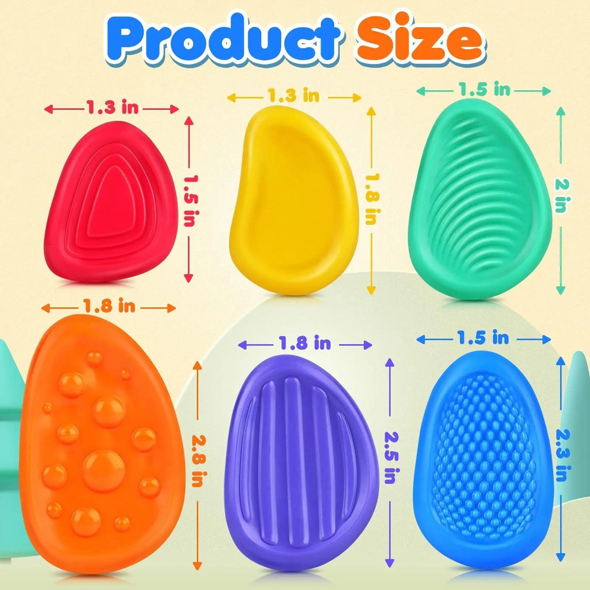 Thermabuild | 6 Pack Silicone Sensory Stone Fidget Toys
