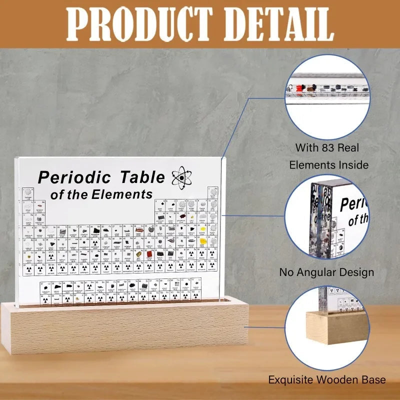 Thermabuild | Acrylic Periodic Table with Wooden Light Base