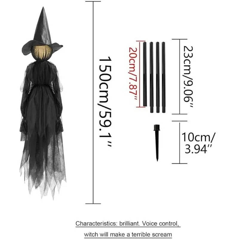 Thermabuild | 3PCS Indoor And Outdoor Halloween Decorations - Sound Activated Hand Holding Witch