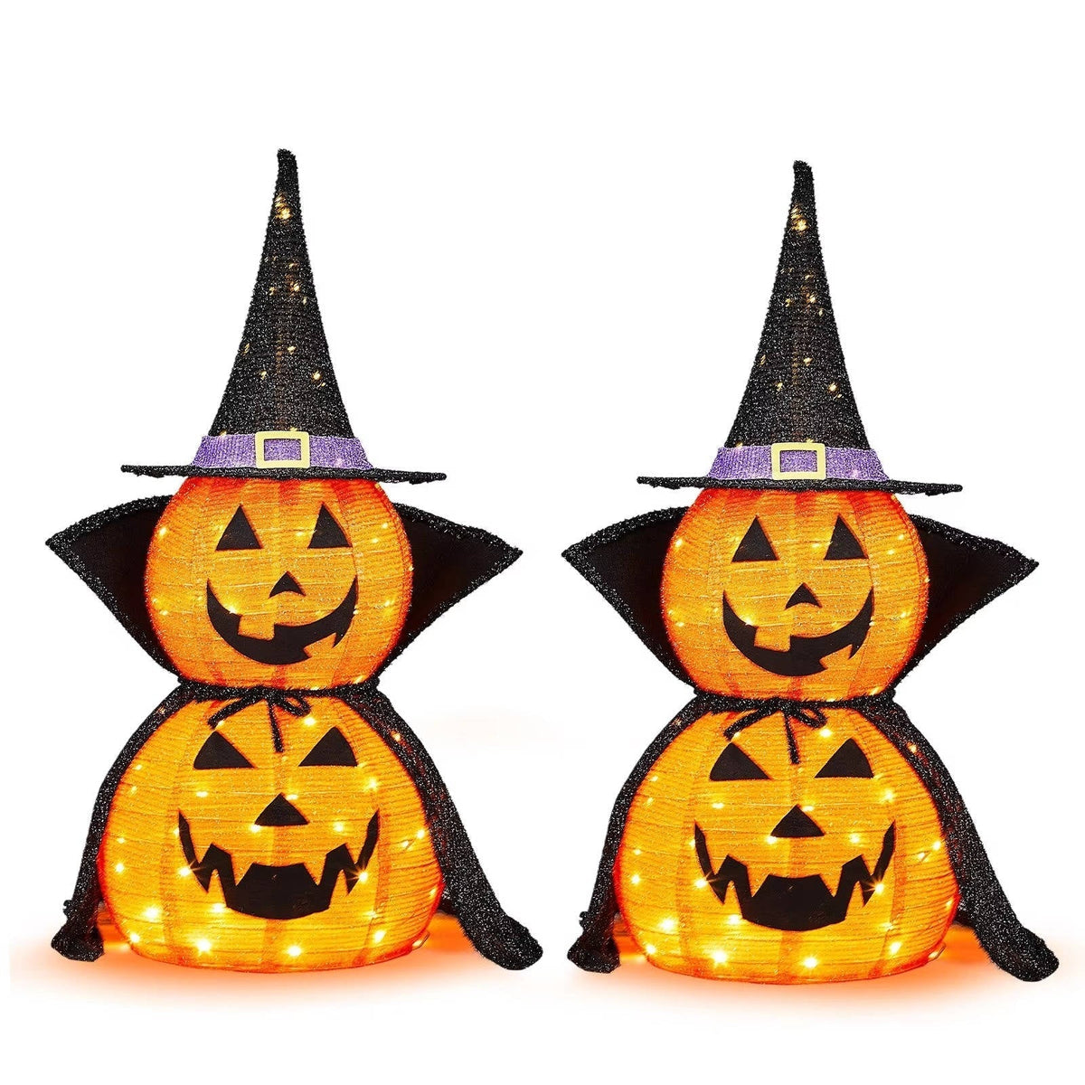 Thermabuild | 2 Pcs 3ft Halloween Collapsible Lighted In/Outdoor Pumpkin Garden Decoration
