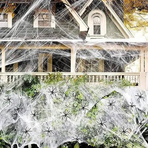 Thermabuild | 200 Sqft Spider Webs Halloween Door Decorations With Fake Spiders