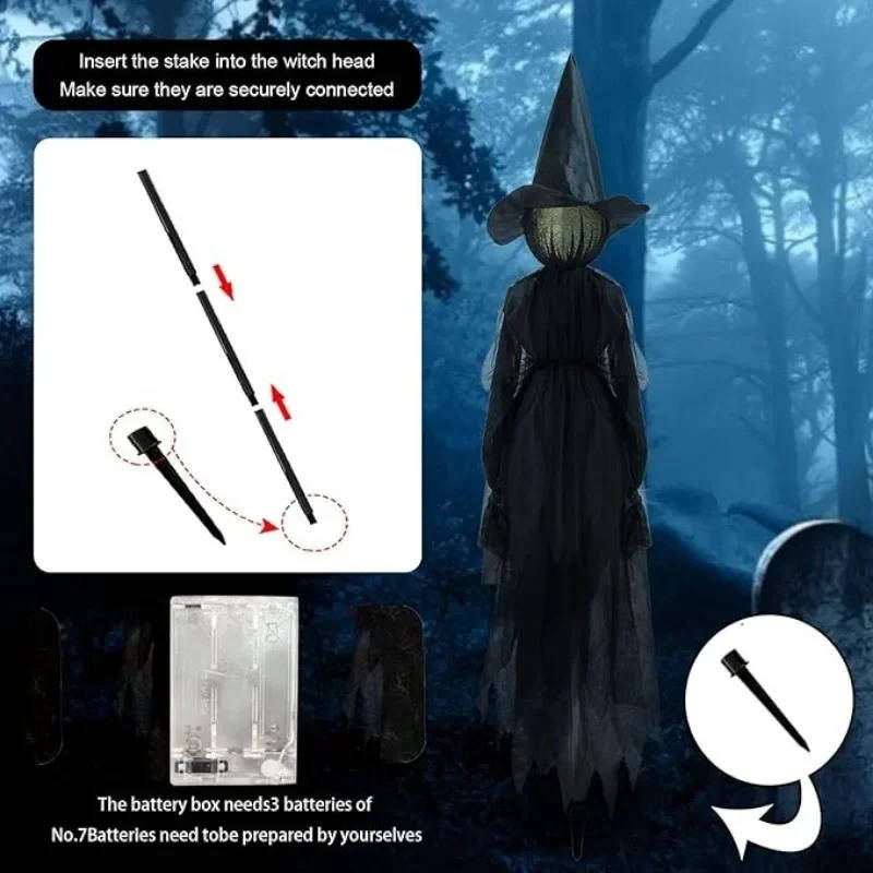 Thermabuild | 3PCS Indoor And Outdoor Halloween Decorations - Sound Activated Hand Holding Witch