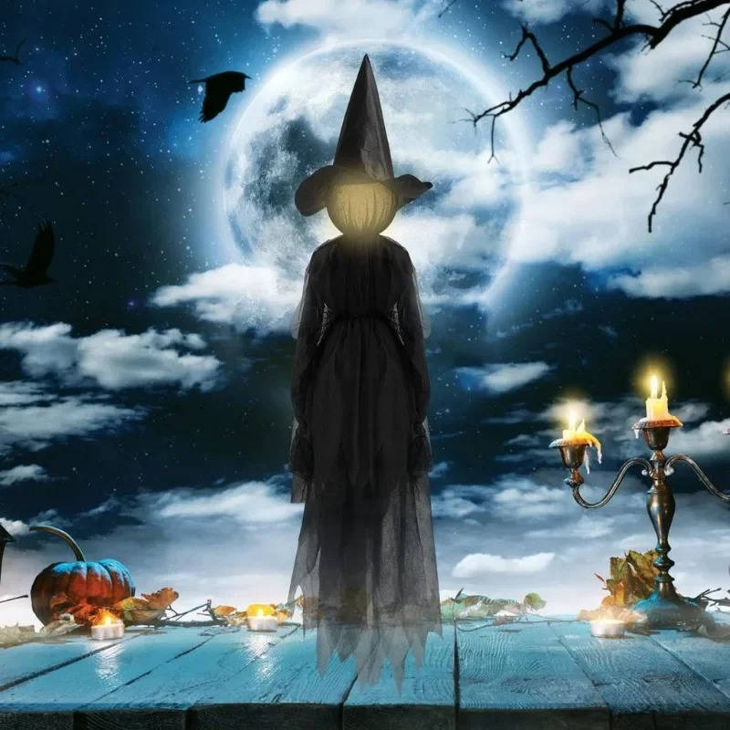Thermabuild | 3PCS Indoor And Outdoor Halloween Decorations - Sound Activated Hand Holding Witch