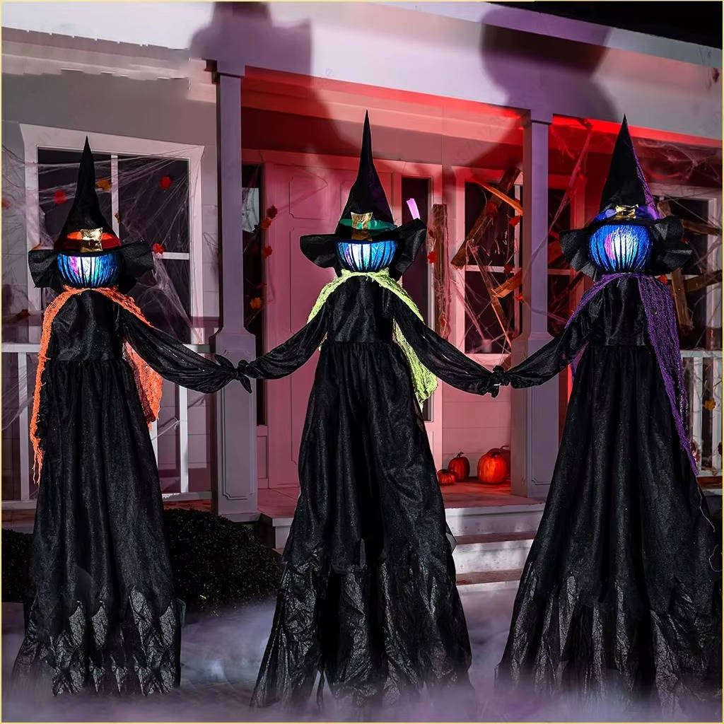 Thermabuild | 3PCS Indoor And Outdoor Halloween Decorations - Sound Activated Hand Holding Witch