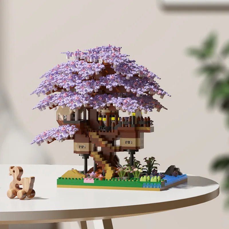 Thermabuild | Cherry Blossom Treehouse Micro Building Set for Imaginative Play