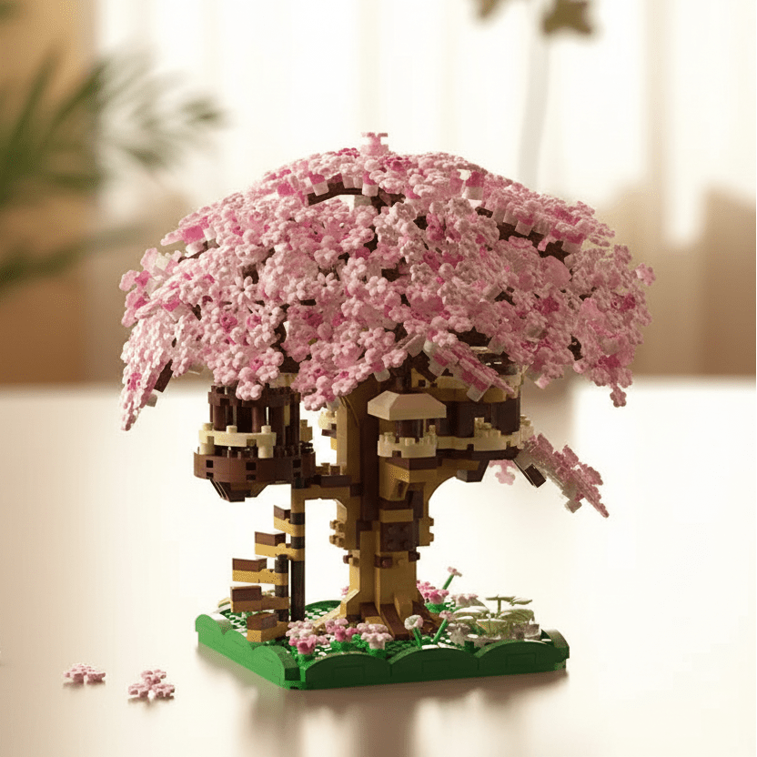 Thermabuild | Cherry Blossom Treehouse Micro Building Set for Imaginative Play