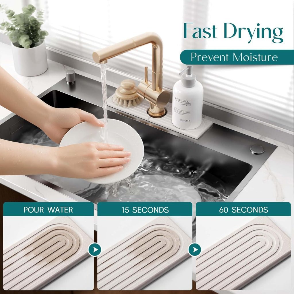 Thermabuild | Ultra-Absorbent Diatomite Drying Mat for Cleaner Sink Spaces