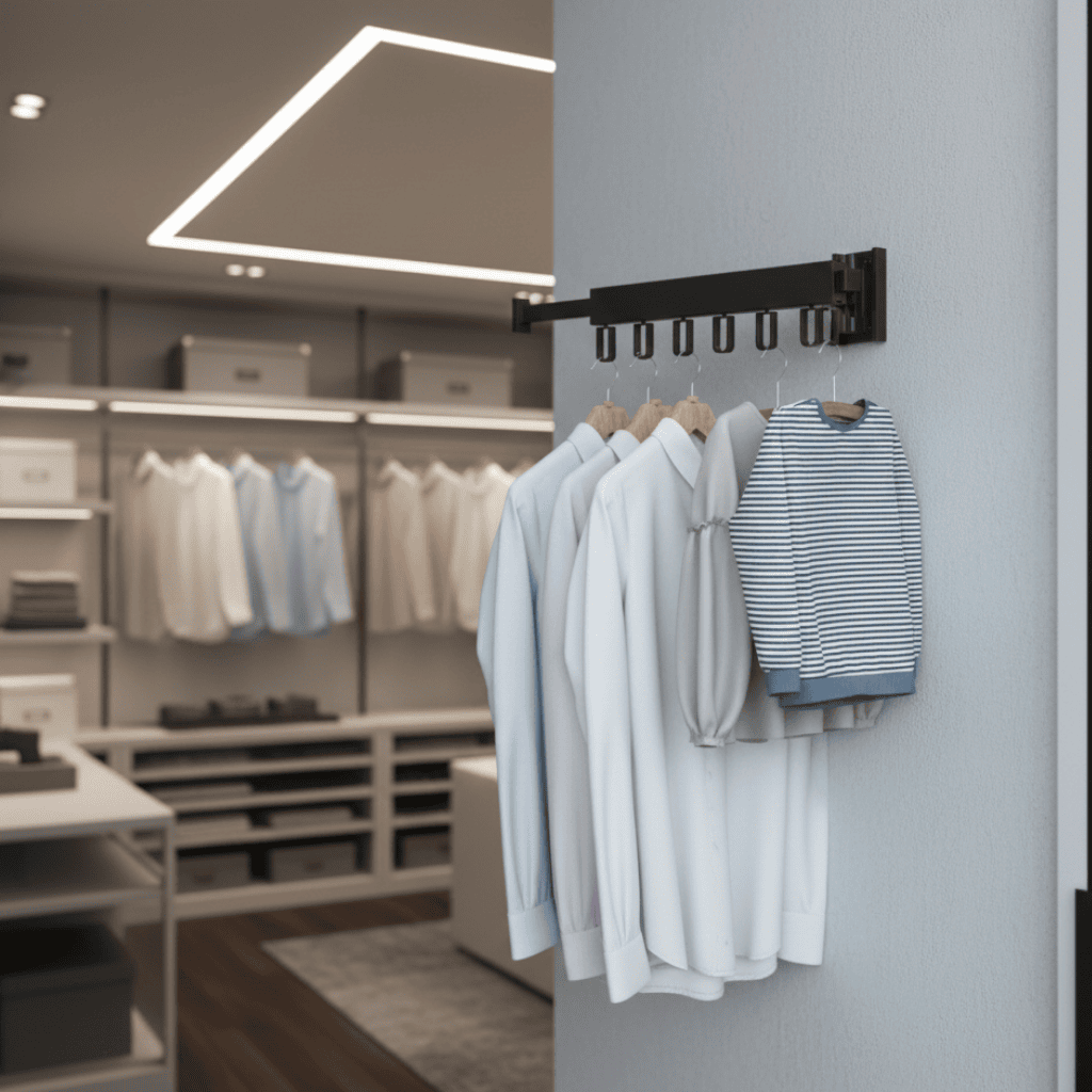 Thermabuild | Wall-Mounted Retractable Clothes Dryer with Folding Hanger Design
