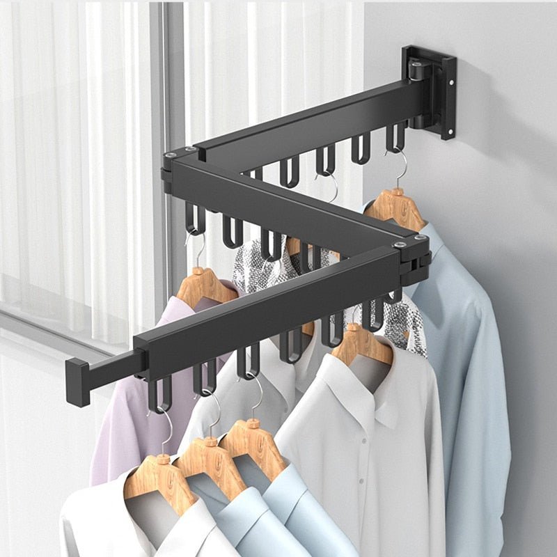 Thermabuild | Wall-Mounted Retractable Clothes Dryer with Folding Hanger Design