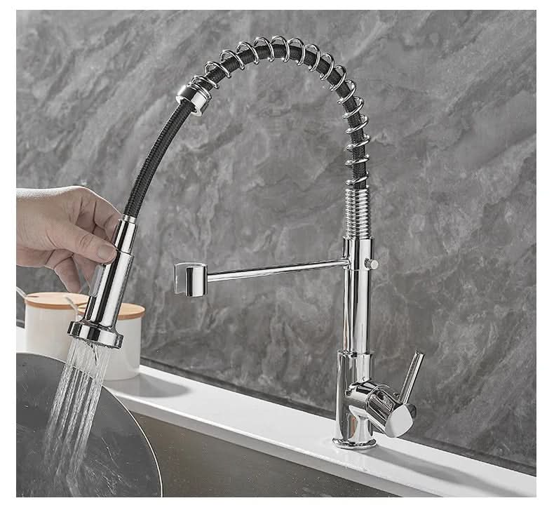 Thermabuild | DualFlow Kitchen Tap – Black & Gold Brass Faucet with Dual Spout and Single-Lever Control