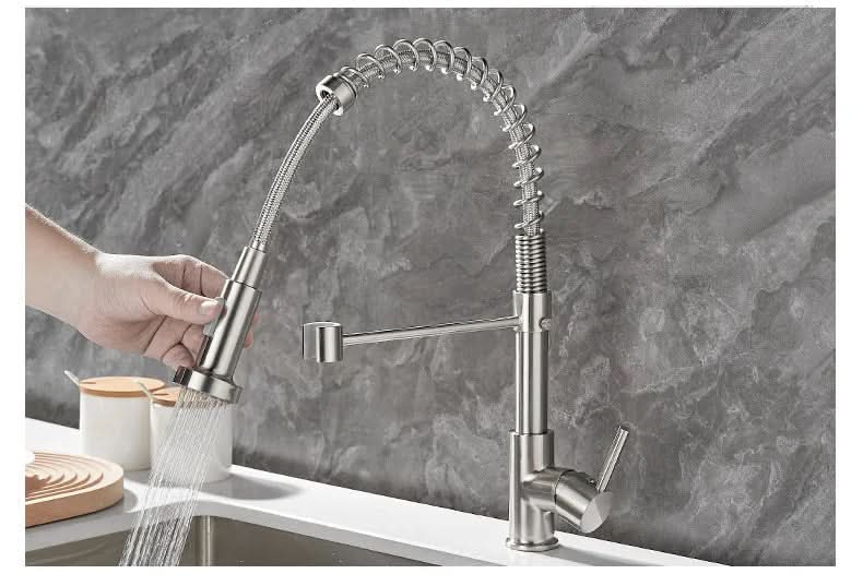 Thermabuild | DualFlow Kitchen Tap – Black & Gold Brass Faucet with Dual Spout and Single-Lever Control