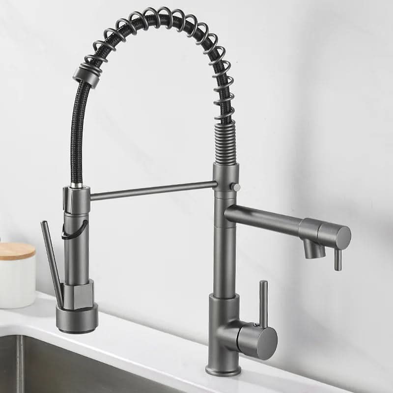 Thermabuild | DualFlow Kitchen Tap – Black & Gold Brass Faucet with Dual Spout and Single-Lever Control