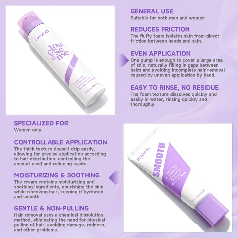 Thermabuild | Hair Removal Cream and Mousse Set for Underarms, Legs and Bikini Area – Citrus Scent
