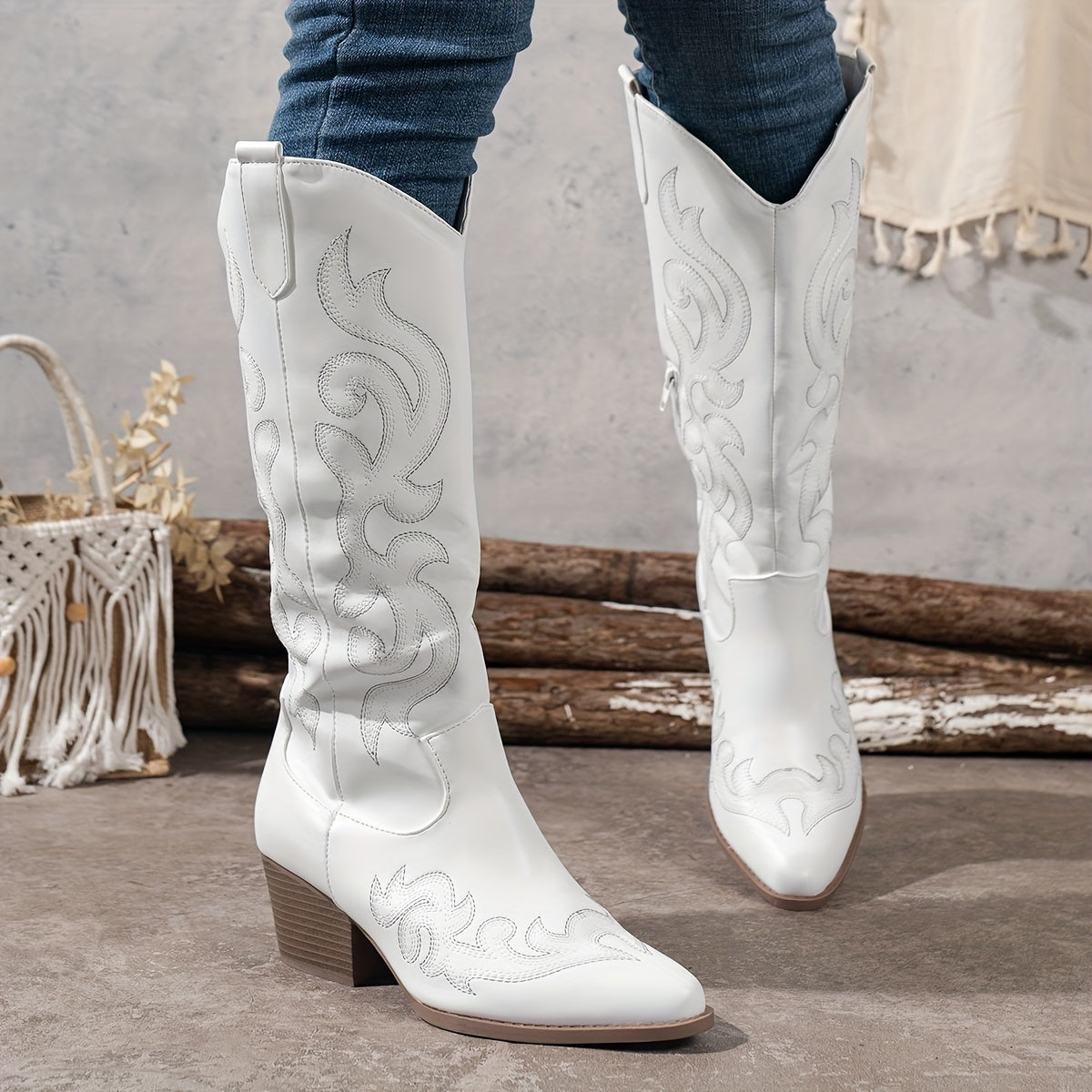 Thermabuild | Women's Knee-High Block Heel Cowboy Boots