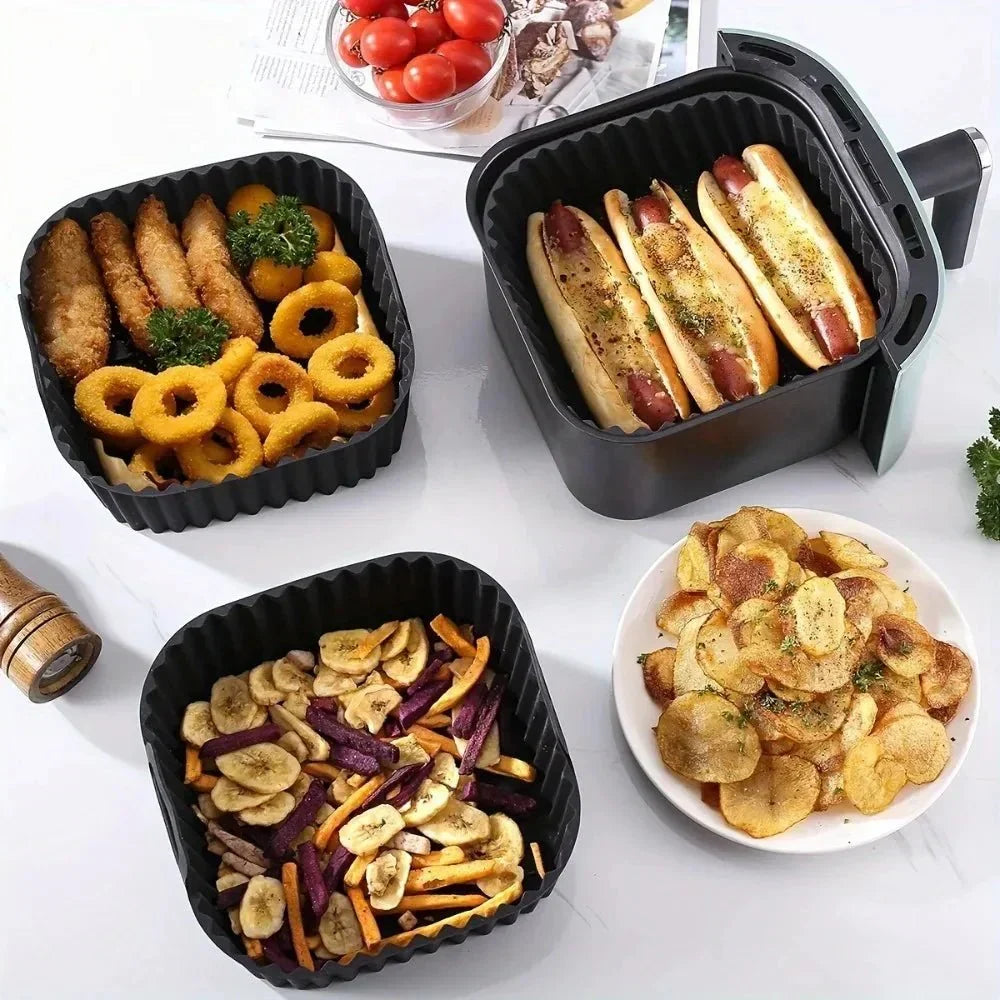 Thermabuild | Premium Silicone Air Fryer Liners, Non-Stick Square Mats for 4–7 QT Ovens