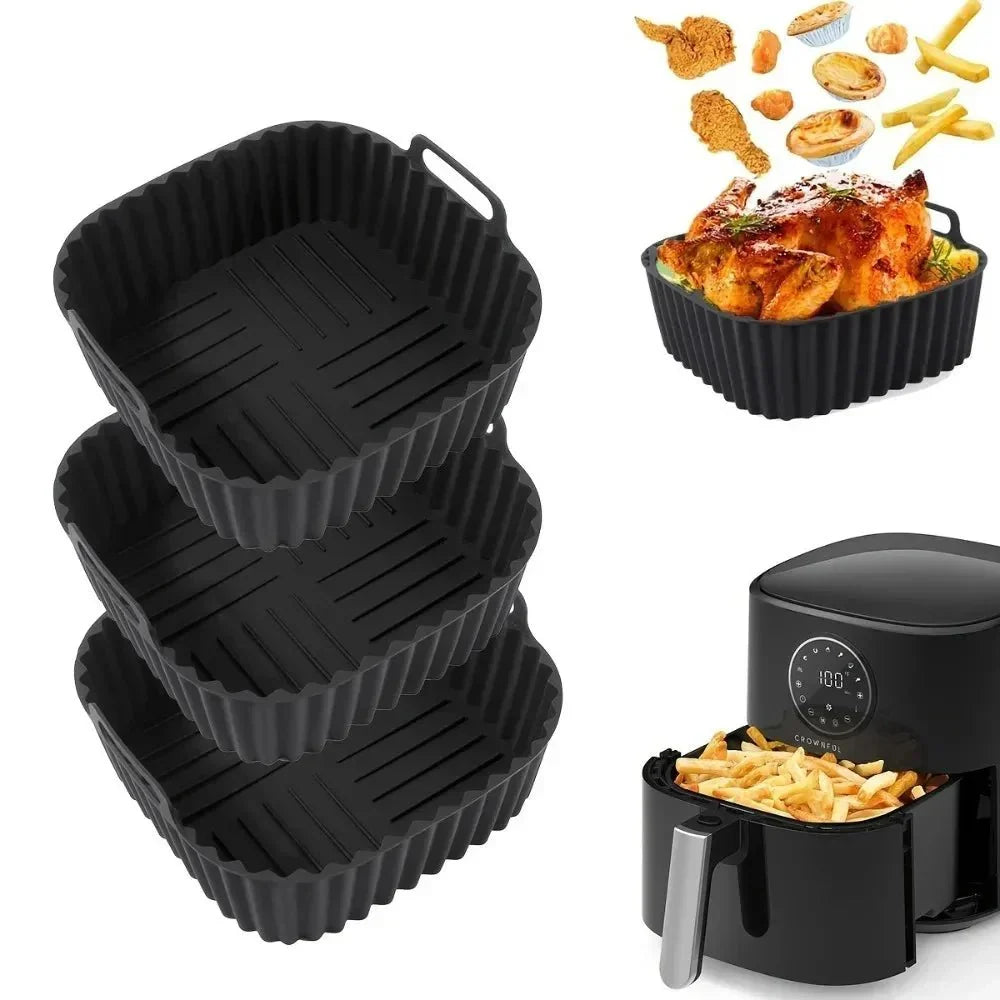 Thermabuild | Premium Silicone Air Fryer Liners, Non-Stick Square Mats for 4–7 QT Ovens