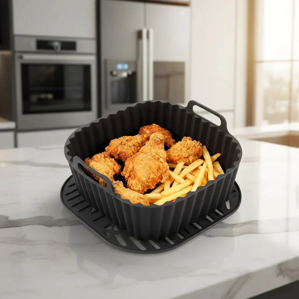 Thermabuild | Premium Silicone Air Fryer Liners, Non-Stick Square Mats for 4–7 QT Ovens