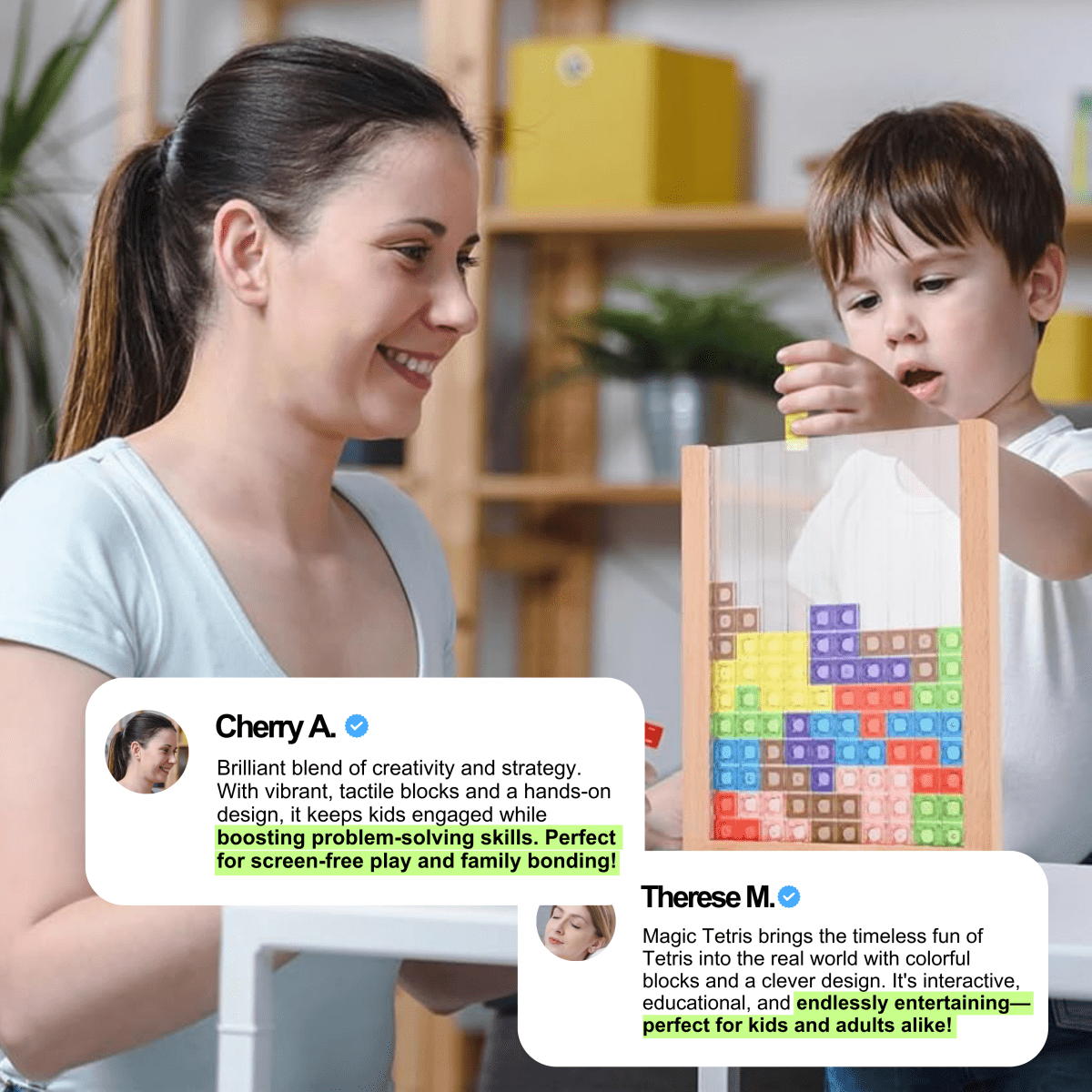 Thermabuild | Ecoblock Tetris Board – Wooden Puzzle Game for Kids and Adults – Sustainable Brain Training Fun