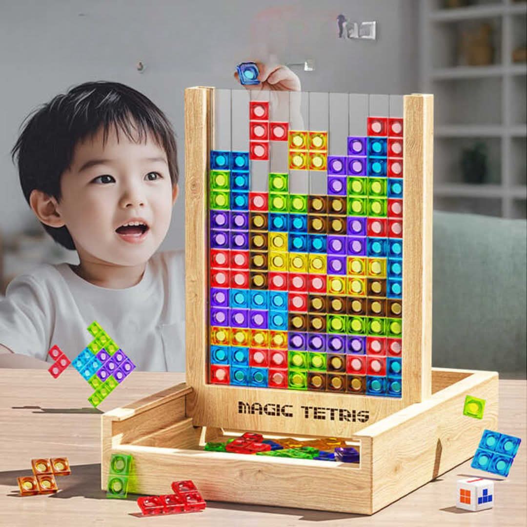 Thermabuild | Ecoblock Tetris Board – Wooden Puzzle Game for Kids and Adults – Sustainable Brain Training Fun