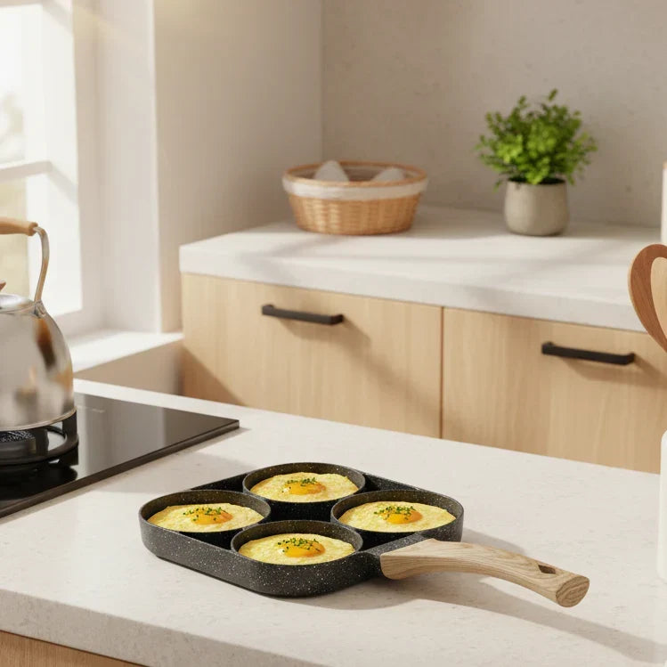 Thermabuild | Non-Stick Omelette Pan | 4-hole frying pan for eggs, pancakes, and burgers