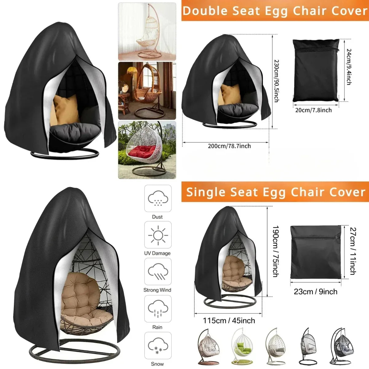 Thermabuild | Waterproof Egg Chair Cover for All-Weather Outdoor Protection