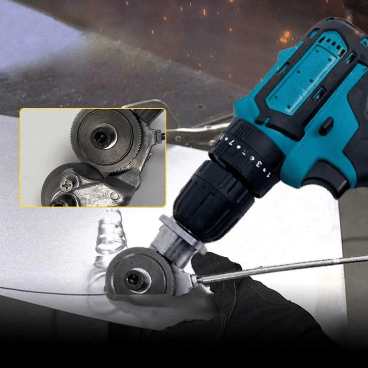 Thermabuild | Drill Attachment for Safe & Effortless Sheet Metal Cutting