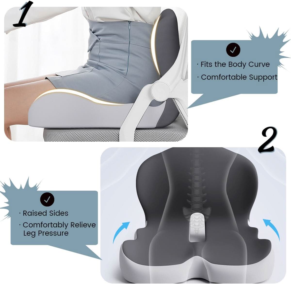 Thermabuild | Ergonomic Memory Foam Seat Cushion for Everyday Comfort