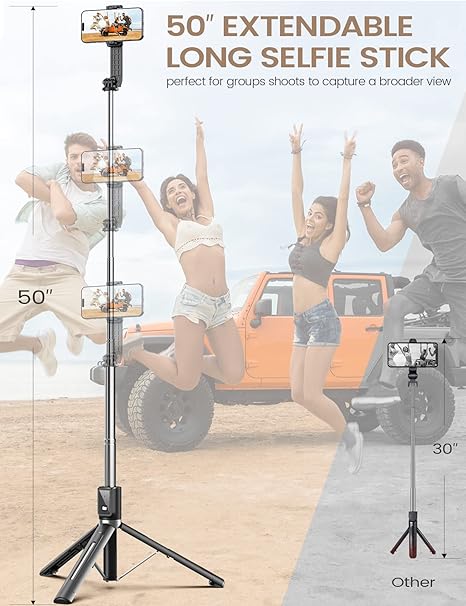 Thermabuild | 6 In 1 Wireless Bluetooth Selfie Stick With Fill Light