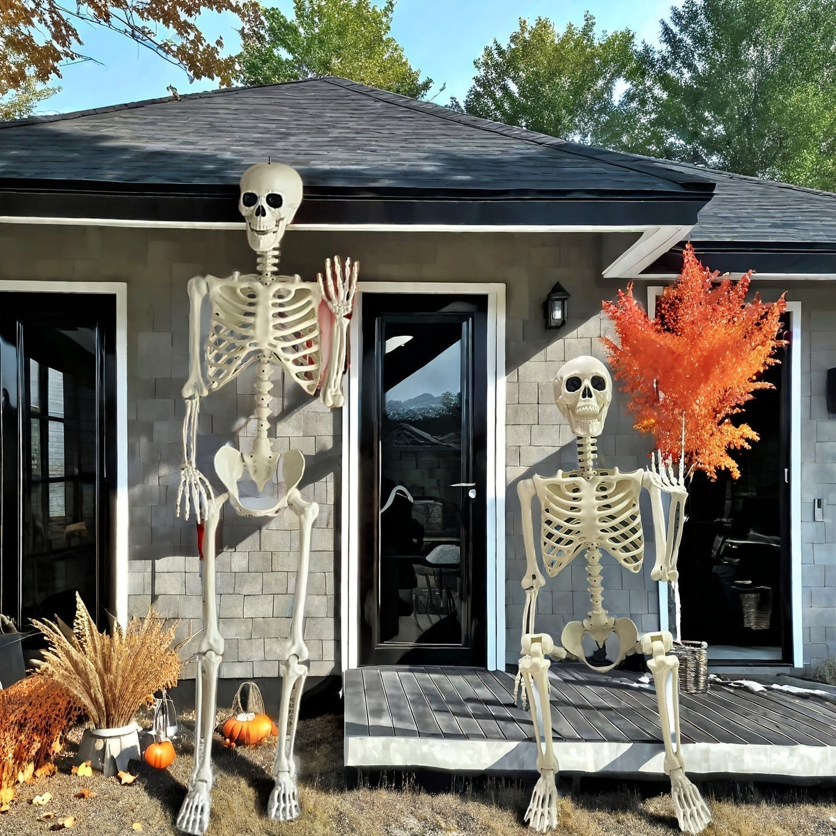 Thermabuild | Large 5.5ft Halloween Skeleton Posable Outdoor Display Figure