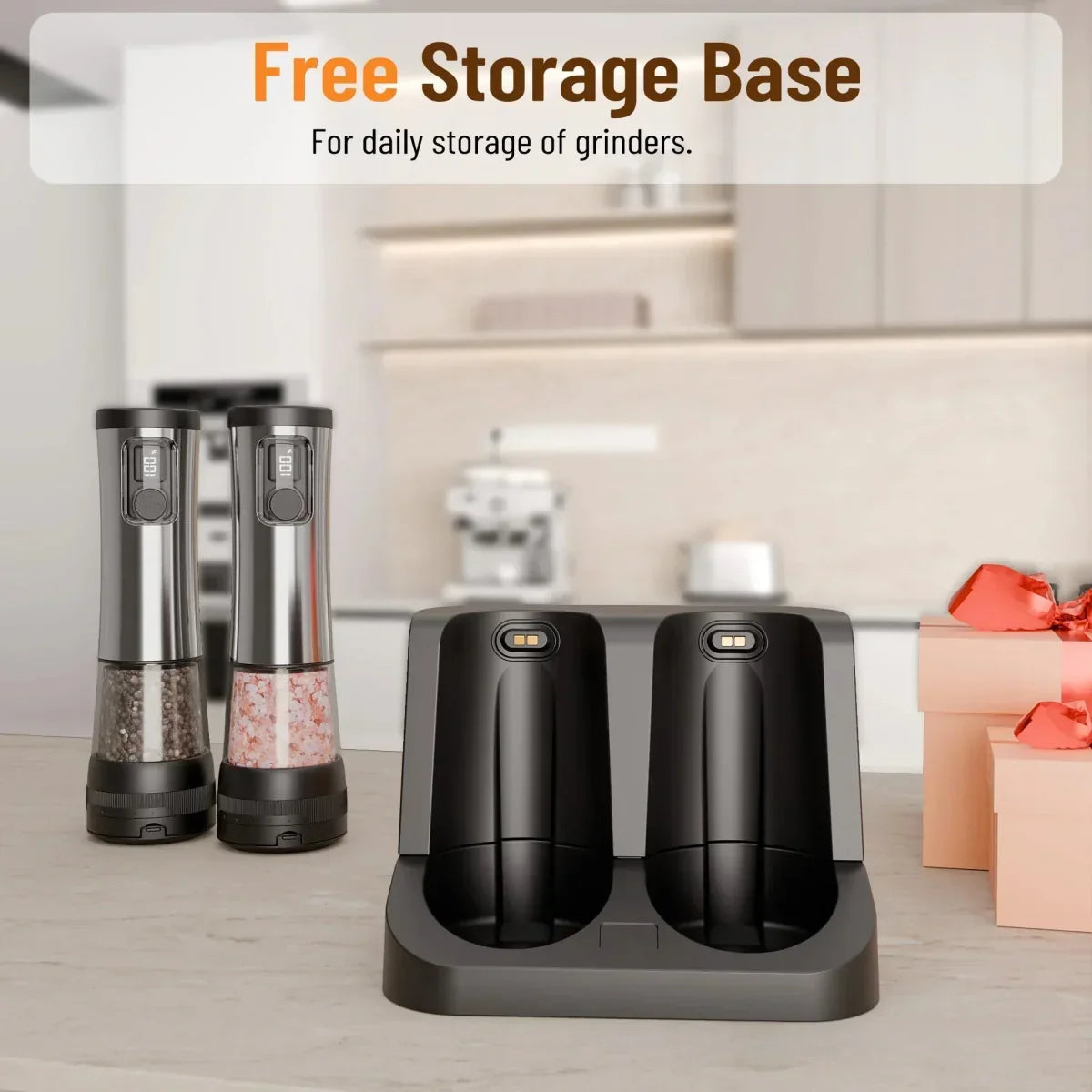 Thermabuild | Rechargeable Electric Salt and Pepper Grinder Set with Adjustable Coarseness