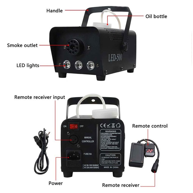 Thermabuild | Halloween Fog Machine Smoke with Built-In LED Lights Wireless Remote for Party Decoration