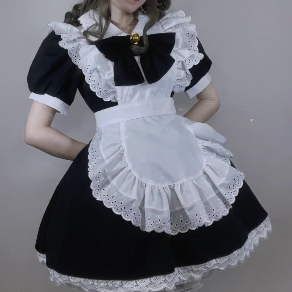 Thermabuild | French Maid Costume with Ruffled Apron for Halloween