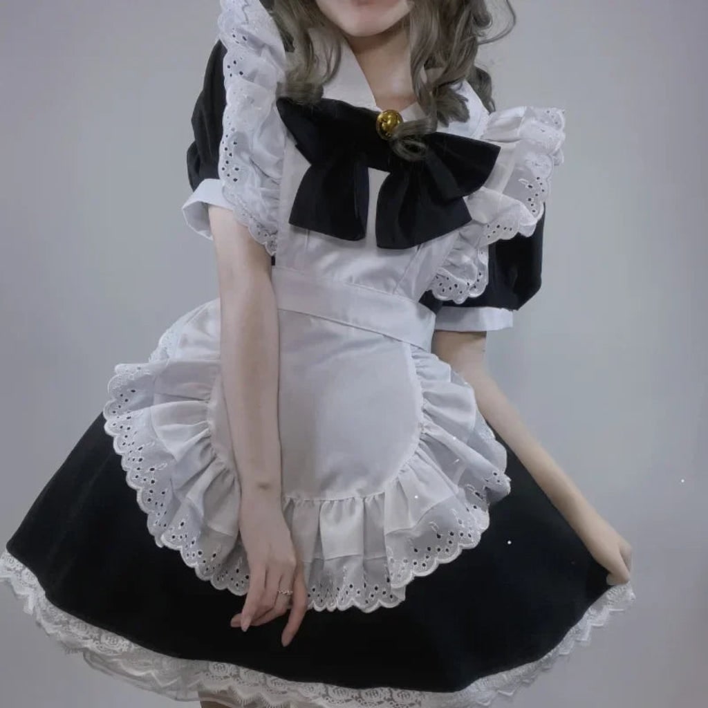Thermabuild | French Maid Costume with Ruffled Apron for Halloween