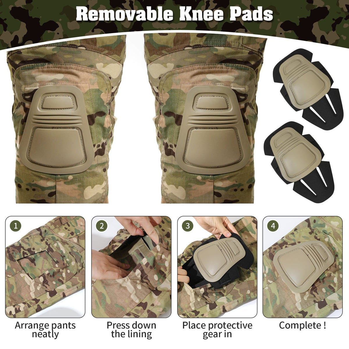 Thermabuild | Rip-Stop Camo Combat Trousers with Knee Pads