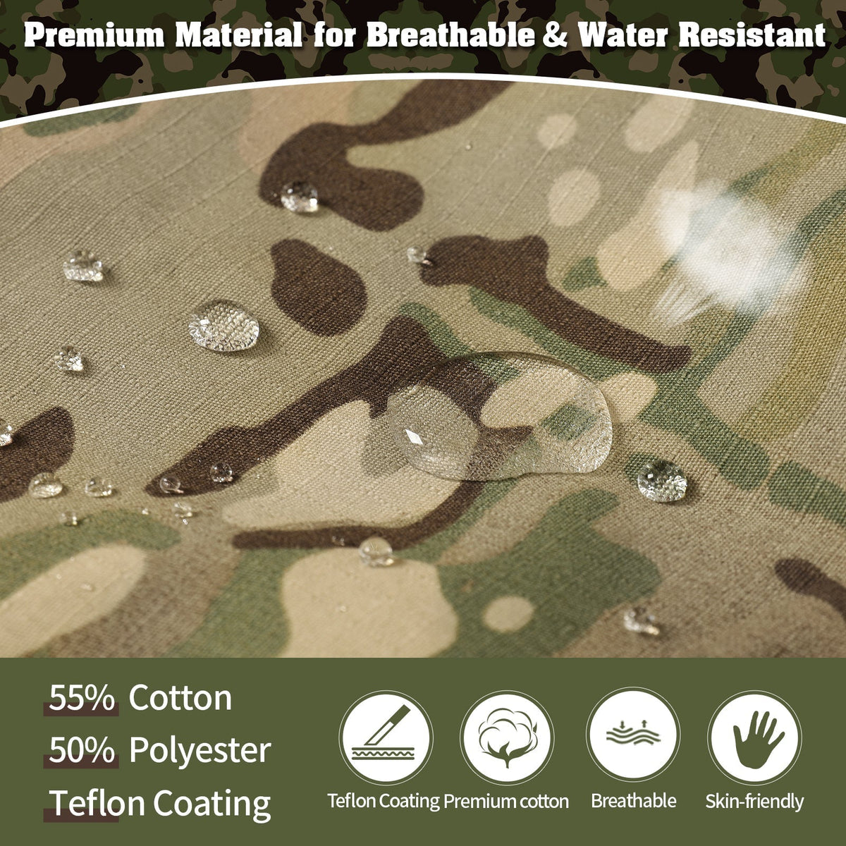 Thermabuild | Rip-Stop Camo Combat Trousers with Knee Pads