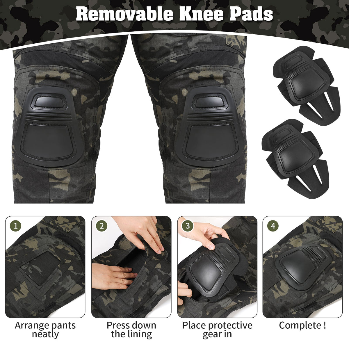 Thermabuild | Rip-Stop Camo Combat Trousers with Knee Pads
